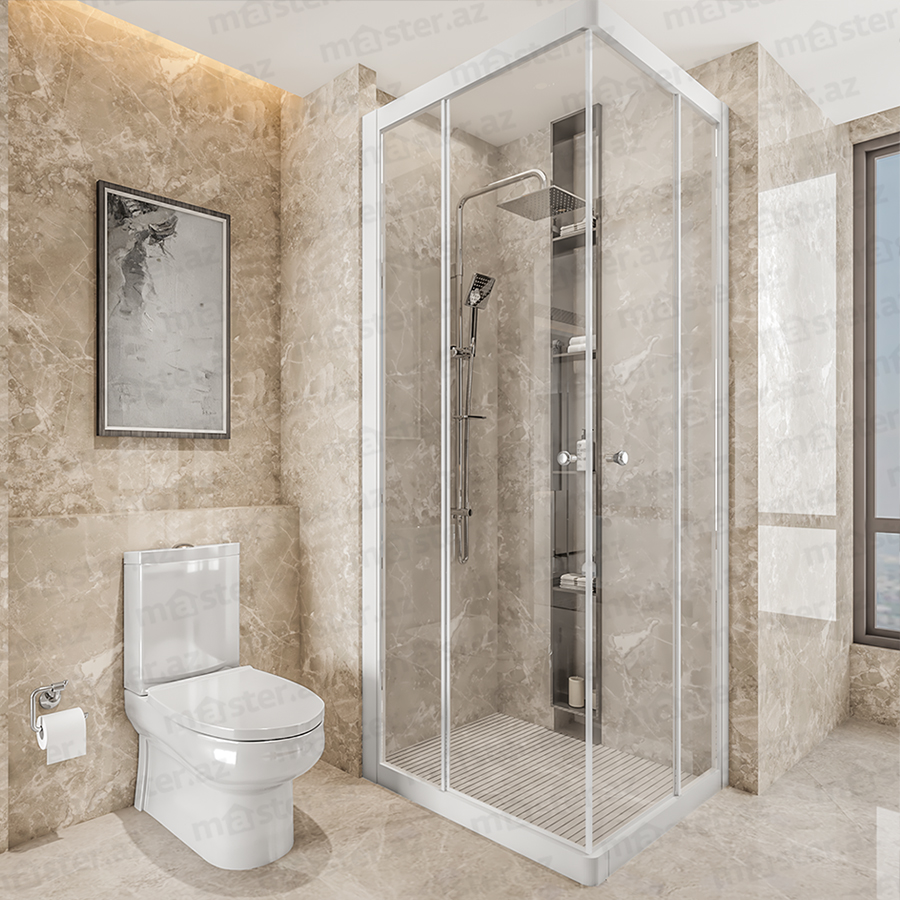 DKK278100 İDEA Şəffaf Duş Kabin 100×100 sm